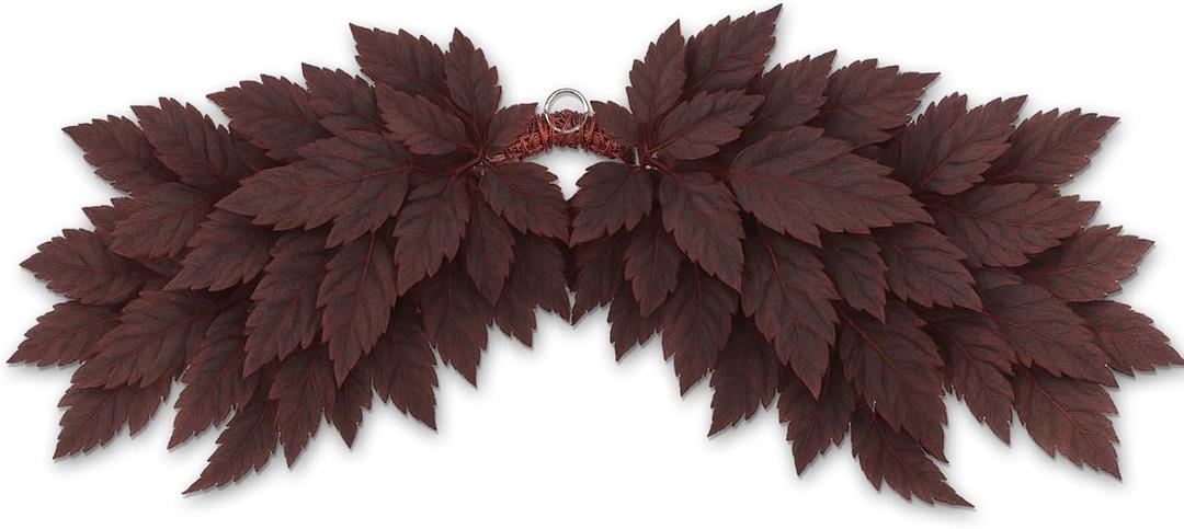 Fall Artificial Plum Cimicifuga Swag for Front Door Mailbox 21 Inch Fall Cimicifuga Ramosa Leaves Swag Faux Leaves Garland for Decorating Outdoor Autumn Decoration Window Mantel Hanging Decor (Purple Red)