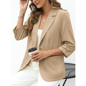 ELLEVEN Women's Linen, Lightweight Slim Fit Jackets with Pockets Half Lining L