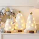 Pinkunn Set of 3 Christmas Table Tree Decor White Plush Mini Christmas Tree Tabletop Decorations Centerpieces for Winter Holiday Mantel Fireplace Tabletop Home Decor, 3 Sizes