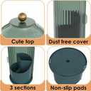Dustproof Toothbrush Holders with Cover, Rotating Electric Toothbrush and Toothpaste Holder for Bathroom Countertop, 3 Slots Makeup Brushes Organizer, All Green