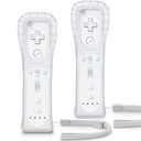 TIANHOO Remote Controller for Wii & Wii U, with Silicone Case and Wrist Strap, 2 pack (White)
