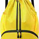 Hoedia Sports Drawstring Backpack - String Swim Gym Bag with Shoes Compartment and Wet Proof Pocket for Women/Men (Yellow) (Large)
