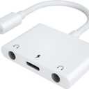 3in1 Lighting to 3.5mm,Headphone Adapter for iPhone, Dual Earphone Jack Audio and Charging Adapter,Headphone Splitter for iPhone 14/13/12/11/XS Max/XR/8/7 Plus /6/ iPad,Support iOS 10 to16