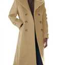 Runcati Mens Trench Coat Notch Lapel Slim Fit Double Breasted Long Pea Coat Winter Warm Overcoat, Large