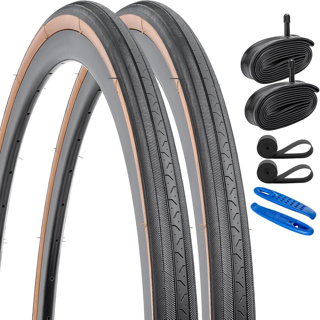 YUNSCM 2-PCS 27 inch Bike Tires 27x1 1/4 (32-630) Compatible with 27x1 1/4 27x1 1-4 Road Bike Bicycle Tires
