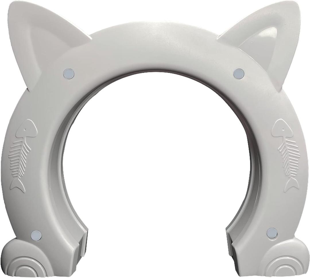 Fhiny Cat Door Interior Door, Back Friendly Kitten Doors Without Flap for Wall Durable and Easy to Install Adds Privacy Pet Door Up to 20 Lb Cute Pass Hole Corridor for Cats Doggies Kitties (L: 7" dia, White)