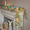 Hairui Lighted Artificial Olive Garland 6FT 96 LED Fairy Lights Battery Operated, Faux Vine Lights with Timer for Spring Christmas Holiday Fireplace Decoration