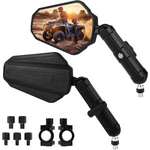Adventure Motorcycle Mirrors - Universal 7/8" Handlebar ATV Mirrors, 360 Adjustable M10 M8 Black Foldable Rear View Mirror Compatible with ATV, Scooter, Street Bike, Dirt Bike, Snowmobile and More