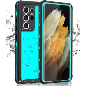 for Samsung Galaxy S21 Ultra Phone Case Waterproof with Screen Protector, Full Body Protection Heavy Duty Shockproof Drop Proof Anti-Scratched Rugged Cases Cover for Galaxy S21 Ultra 6.8" All Teal