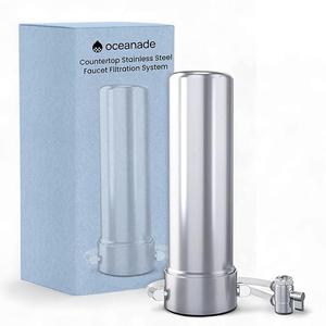 Stainless Steel Countertop Water Filter System - 5 Stage Tap Water Filter - 6 Month Long-Lasting Water Purifier Counter Top Water Filter Dispenser - Eliminates Bad Taste, Removes 99% of Chlorine Twin