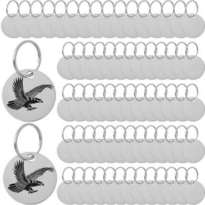100 Pack Round Stainless Steel Blank Tags with Hole, Metal Stamping Blanks for Engraving, DIY Keychains, Pet ID Tags, Jewelry Making, and Craft Projects (Silver, 1.2 Inch)