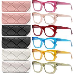 CCVOO Stylish Reading Glasses - Mothers Day Gift for Mom - Lightweight Blue Light Blockers, UV400, Spring Hinge (Multicolor Flair)