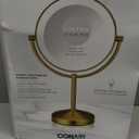 Conair Lighted Makeup Mirror, Double-Sided LED Vanity Mirror with 1X/10X Magnification, 3 Light Settings, 3 Modes, 360 Rotation, Brushed Brass Finish