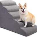 CiWiVOKi Dog Stairs for Bed and Couch, Non-Slip 5-Step Pet Stairs, 24" High Sofa Foam Dog Ramp - Best for Small Pets, Dogs and Cats with Joint Pain