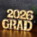 2026 Grad Light Up Letters, Wooden Graduation Marquee Letters with LED, Grad Sign for Table Centerpiece Wall, Graduation Party Decorations 2026 for Kindergarten High School College (2026)