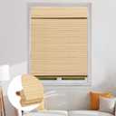 Cordless Bamboo Roman Shades, Blackout Natural Bamboo Blinds for Indoor Windows, Roll Up Blind Privacy Shade for Home, Office, Door, UV Resistant & Easy to Install, 44" W x 64" H, Natural