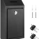 Yaocom Metal Money Donation Cash Box Collection Safe Suggestion Box with Lock Wall Mounted Mailbox Delivery Ballot Container for Home Office Outdoor Farmstand(Black,10.24 x 5.71 x 2.95 Inch)