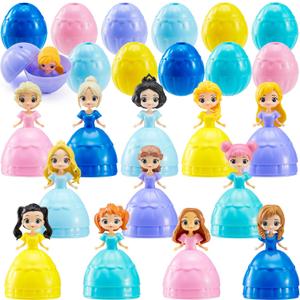 JOYIN 12 Pcs Prefilled Easter Egg Princesses Toys, Surprise Egg Shell Reveals Princess Doll, Easter Eggs for Easter Eggs Hunt, Easter Basket Stuffers, Party Favor, Classroom Prize Supplies