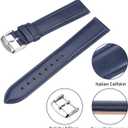 TStrap Leather Watch Band Men - Blue Quick Release Watch Strap for Women Replacement - Soft Smart Watch Bracelet with Clasp Buckle for ladies - 14mm 16mm 18mm 19mm 20mm 21mm 22mm 23mm 24mm