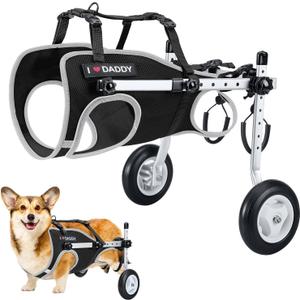 Nasjac Dog Wheelchair for Back Legs - Lightweight Portable Wheel Chair | Adjustable Pet Wheel Cart with Reflective Stripes for Senior, Arthritis, Paralyzed, Injured, or Disabled Dogs (Black, S)