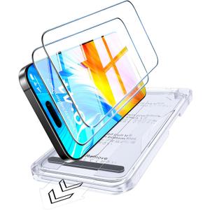 DiamondClear 9H+ Tempered Glass for iPhone 16 Pro Screen Protector 6.3" [10X Military Grade Shatterproof] Longest Durable, OneStep Easy Installation, Bubble Free, Full Coverage 2 Pack