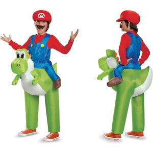 Disguise Super Mario Bros. Mario Riding Yoshi Inflatable Costume, Officially Licensed Super Mario Bros Costume for Kids, One Size