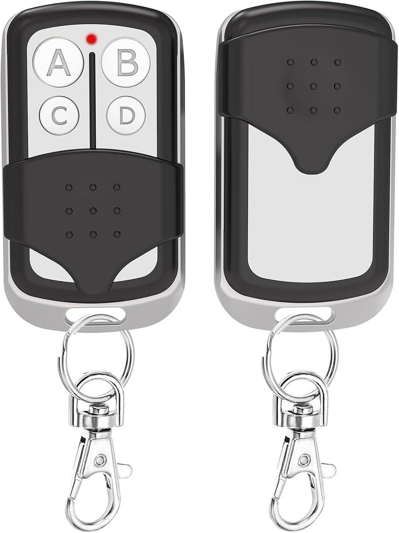 2 Pcs Universal Garage Door Opener Remote Keychain 4-Button Programmable Compatible with Liftmaster Chamberlain Craftsman Opener with Purple Yellow Red Orange Green Learn Button