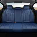 Coverado Car Seat Covers, Rear Car Seat Cover, Blue Leather Seat Cover, 3-Pieces Car Seat Cushion, Luxury Seat Cover Seat Protector Universal Fit Most Cars