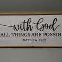 With God All Things are Possible Framed Wall Art, 40''15'' Black Positive Religious Rustic Bible Verse for Christian God Jesus Christ Prayer, Holy Horizontal Inspirational Catholic Scripture Decor