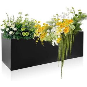 Metal Planter Box 46" x 16" x 16" Large Rectangular Planter Heavy Duty Galvanized Steel Tall Plant Boxes with Insert Shelf and Drainage Holes for Outdoor Patio Yard Garden Porch Terrace