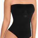 Strapless Tummy Control Shapewear Bodysuit for Women- Seamless Snatched Waist Thong Body Shaper Postpartum Slimming, Small