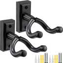 POGOLAB Guitar Wall Mount Hanger 2 Pack, Guitar Wall Hanger Holder Hook Bracket Stand, Guitar Wall Mount, for Acoustic Electric Guitar Bass Ukulele Banjo Mandolin (Black)