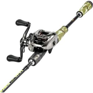Sougayilang DC Baitcaster Combo – Smart Anti-Backlash, 7.2:1 Gear Ratio, 18.5LB Drag, 30+24Ton Graphite 2-Piece Rod for Bass, Walleye, Catfish, 602-M