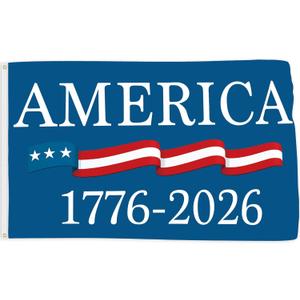 250 Anniversary Flag 3x5 Ft Blue America 1776-2026 Patriotic Flag 250th Birthday Yard Signs Party Supplies Hanging Decor for Room House Welcome Photo Backdrop with Brass Grommets