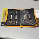 Fenice Peak 7 Professional Dog Grooming Scissors Set Rose Gold 440C Stainless Steel Straight Thinning Curved Chunker Shears 4pcs Set for Pet Grooming Services Dogs and Cats