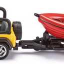 Siku 1658, Jeep with Boat, Metal/Plastic, Yellow/Red, Removable Trailer, Floatable Boat