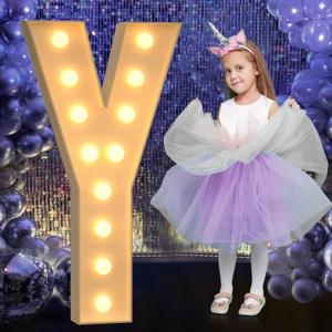 Marquee Light Up Letters, 4FT Marquee Letters, Large Light Up Letter for Party Decor, Mosaic Balloon Frame, Cardboard Letter for Birthday Wedding Engagement Party Decorations, Giant Letter Y