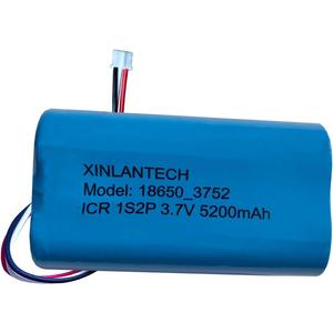 AOLIKES 3.7v 5200mAh 18650 1s2p Rechargeable Lithium-ion Battery with Jst PH2.0/3P Connector Plug Wires / 5C Cells, Support Fast Charging