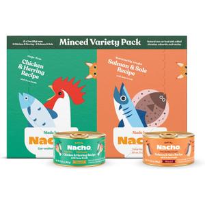 Made by Nacho Premium Minced Wet Canned Cat Food with Hydrating Bone Broth 3.0oz (Variety Pack (12 Count) - Chicken and Herring, Salmon and Sole)
