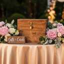 Wedding Card Box with Lock and Card Slit 12"X10"X4.5"- Distressed Gift Wishing Well Card Box for Weddings, Receptions, Birthdays, Graduations, Baby Showers, Honeymoon Funds (Burnt)