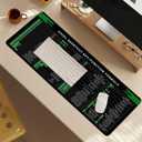 Excel Cheat Sheet Desk Pad, 31.5"x11.8", Waterproof Extra Large Excel Shortcut Mat with Stitched Edges, Anti-Slip Excel Mouse Pad for Office Desk, MS Excel/Word Shortcuts (Green Excel J)