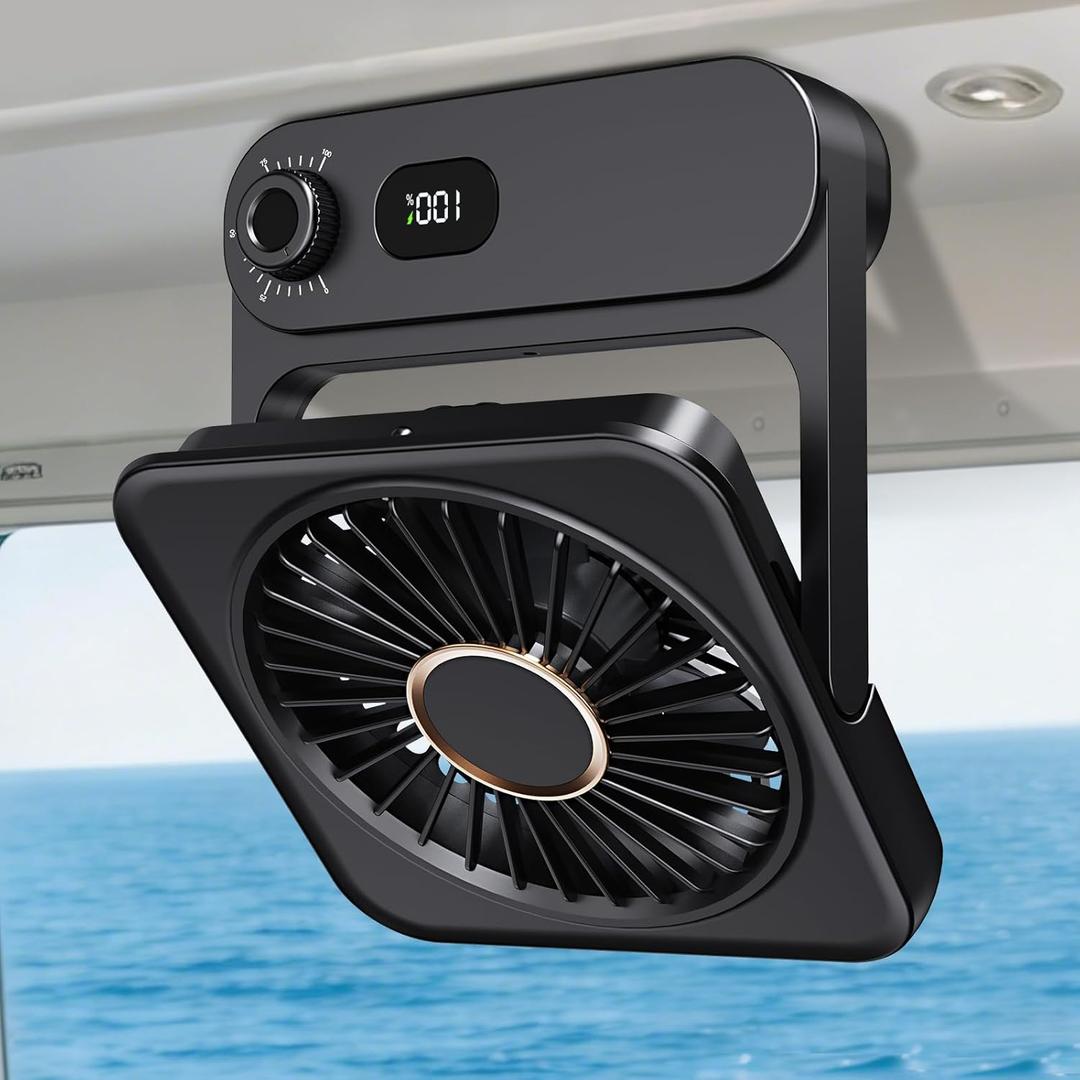 Shintrend Cruise Ship Approved Magnetic Fan, Rechargeable Portable Fan with 100 Speeds, Magnetic Mount for Cabin Ceiling & Wall, Quiet Air Circulator, Cruise Essentials 2026 Black