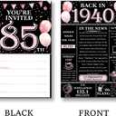 2 x 85th Birthday Party Invitations for Women Men - Back in 1940 Invites Pink 85 Year Old Birthday Invitations Set (20 Invites and Envelopes)