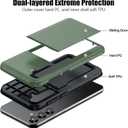 for Samsung Galaxy S25 Wallet Case with Card Holder, 2X Screen Protector Dual Layer Heavy Duty Protective Hidden Card Slot Slim Case for Galaxy S25 6.2" 2025 (Deep Green)