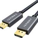 IVANKY Display Port Cable 10ft, Display Port Cord, [4K@60Hz, 2K@165Hz, 2K@144Hz], Gold-Plated Braided High Speed DP to DP Cable 10ft, DisplayPort 1.2 Cord for Gaming Monitor, TV, PC, Laptop (Grey)