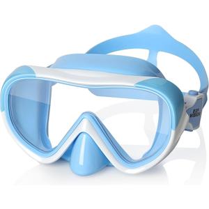 Kids Swim Mask 180 Snorkel Diving Mask, Anti-Fog Child Swim Goggles with Nose Cover No-Leak Swimming Goggles Anti-Shattered Lens for Youth 4-15