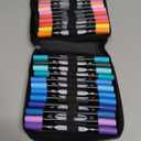TBC The Best Crafts 48 Colors Dual Tip Acrylic Paint Markers, Double zipper design Topgrade Canvas bag,Waterproof, Non-Toxic, odorless, Suitable for Paper,Pottery, Stones, Glass,outdoor painting