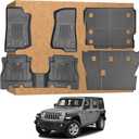 Floor Mats for Jeep Wrangler JL 4-Door 20182024 2025 (Not for JK, 4xe, 2-Door, or Models with Subwoofer), TPE All Weather Waterproof Non-Slip Custom Fit (Floor Mats + Cargo Liner + Backrest Mats)