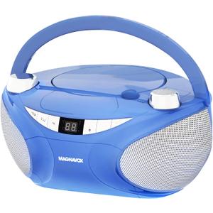 Magnavox MD6949 Portable Top Loading CD Boombox with AM/FM Stereo Radio and Bluetooth Wireless Technology in Black | CD-R/CD-RW Compatible | LED Display | (Blue)