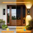 Dusk to Dawn Outdoor Wall Light Fixtures 2 Pack, 15" Up and Down Waterproof Exterior Wall Sconce, Replaceable Bulb, 3000K LED, Modern Black Outdoor Lights for House, Porch, Garage